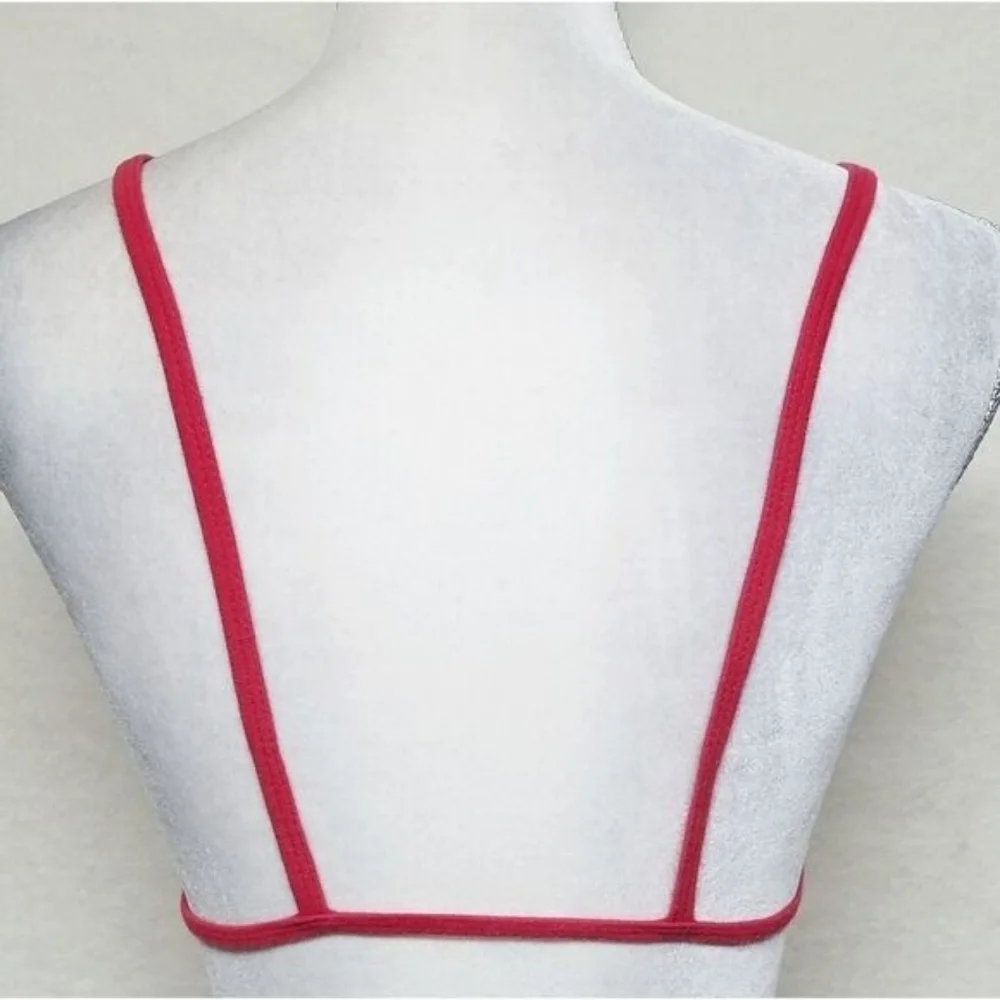 Rare Vintage Gitano SOS Red Striped High Waist Brazilian Triangle Bikini Set L
